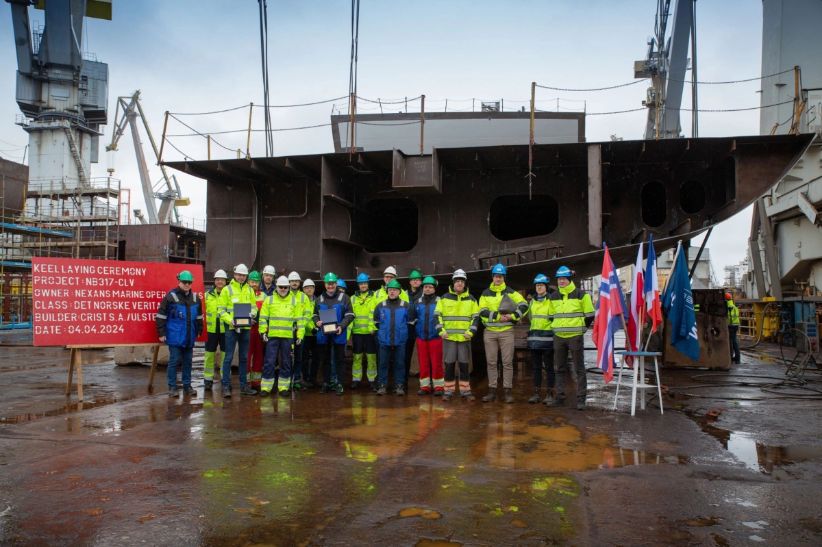 The keel laying of the second cable ship for Nexans took place at the Crist shipyard - MarinePoland.com